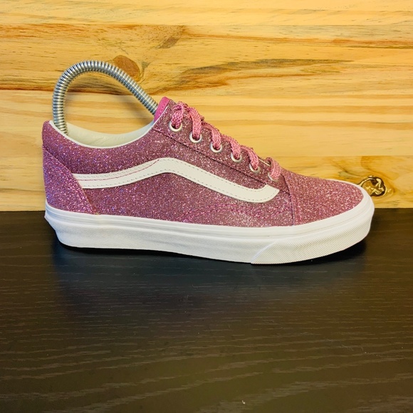New Vans Old Skool Women's Pink Glitter Sneakers - Picture 2 of 8